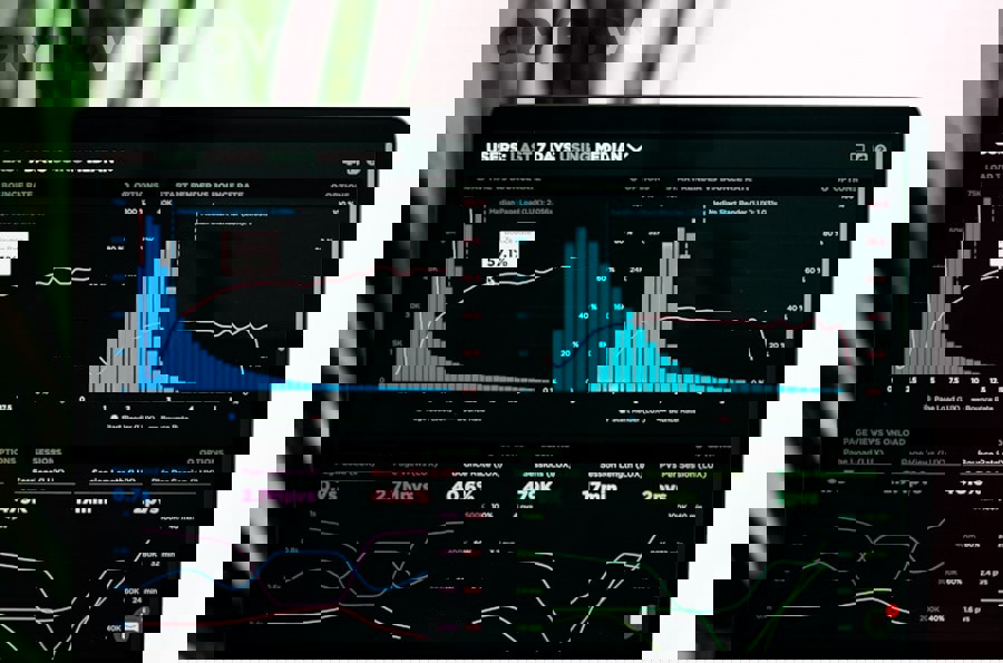 Data analytics dashboard showing cryptocurrency metrics
