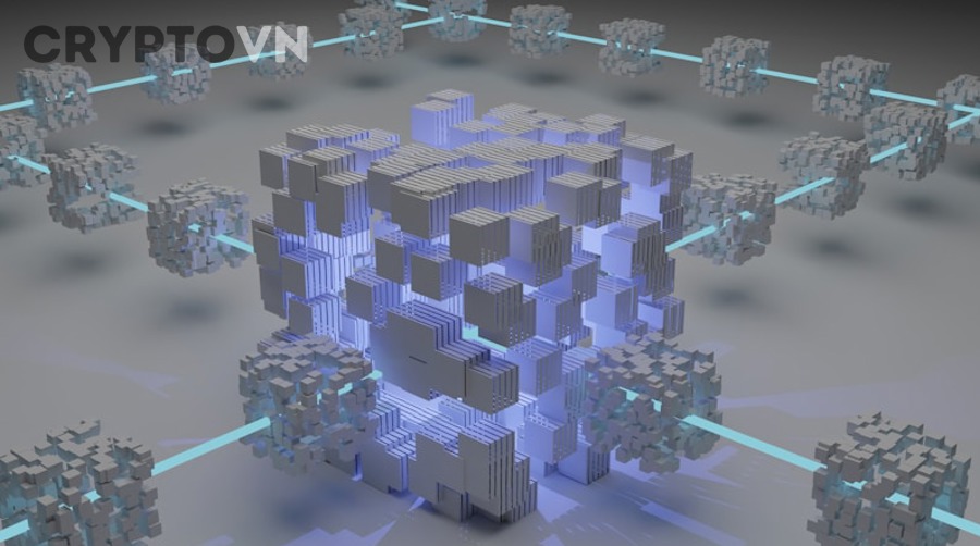 Minh họa kiến trúc blockchain Layer 1 với các node phân tán
