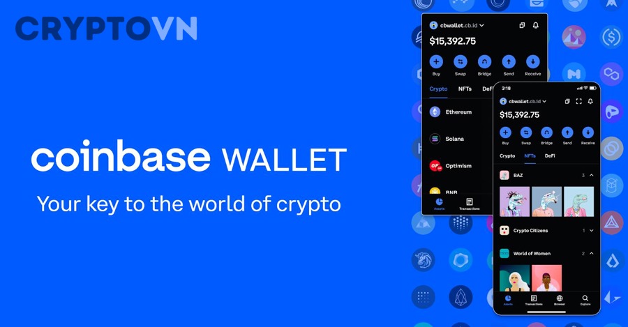 Coinbase Wallet giao diện ứng dụng self-custody