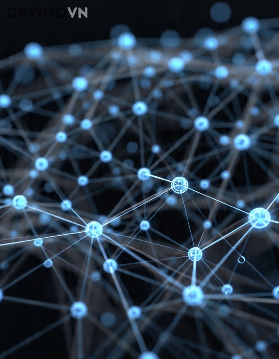 Mô hình mạng lưới blockchain minh họa cho testnet airdrop