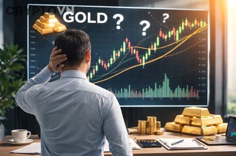 Màn hình biểu đồ giá tiền điện tử với nến xanh đỏ và xu hướng biến động mạnh