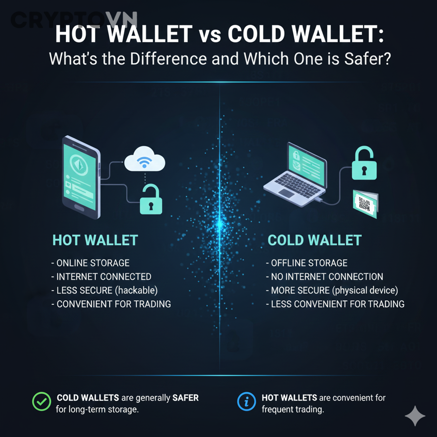 So sánh hot wallet và cold wallet trong lưu trữ crypto