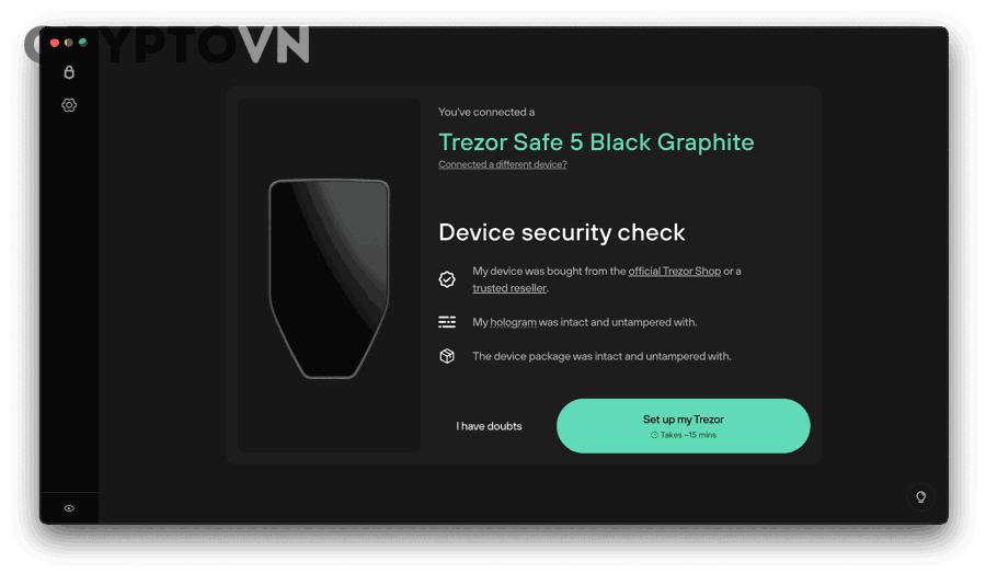Thiết bị ví Trezor dùng để xác minh thao tác và bảo mật tài sản số