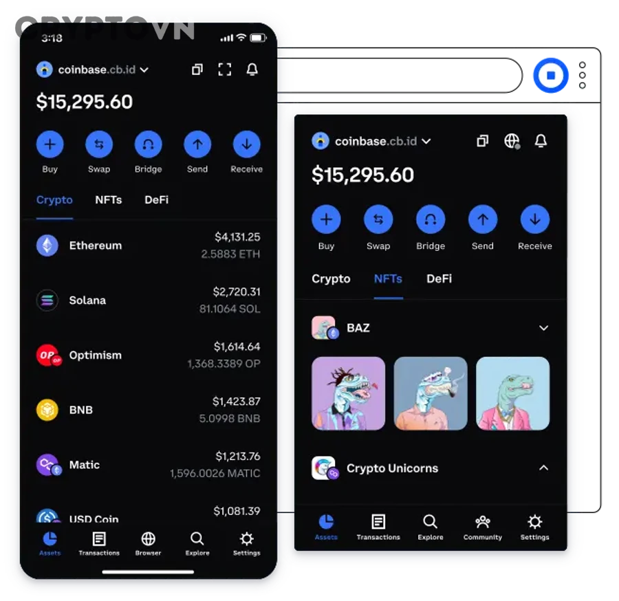 Coinbase Wallet DeFi staking tính năng kiếm lãi crypto