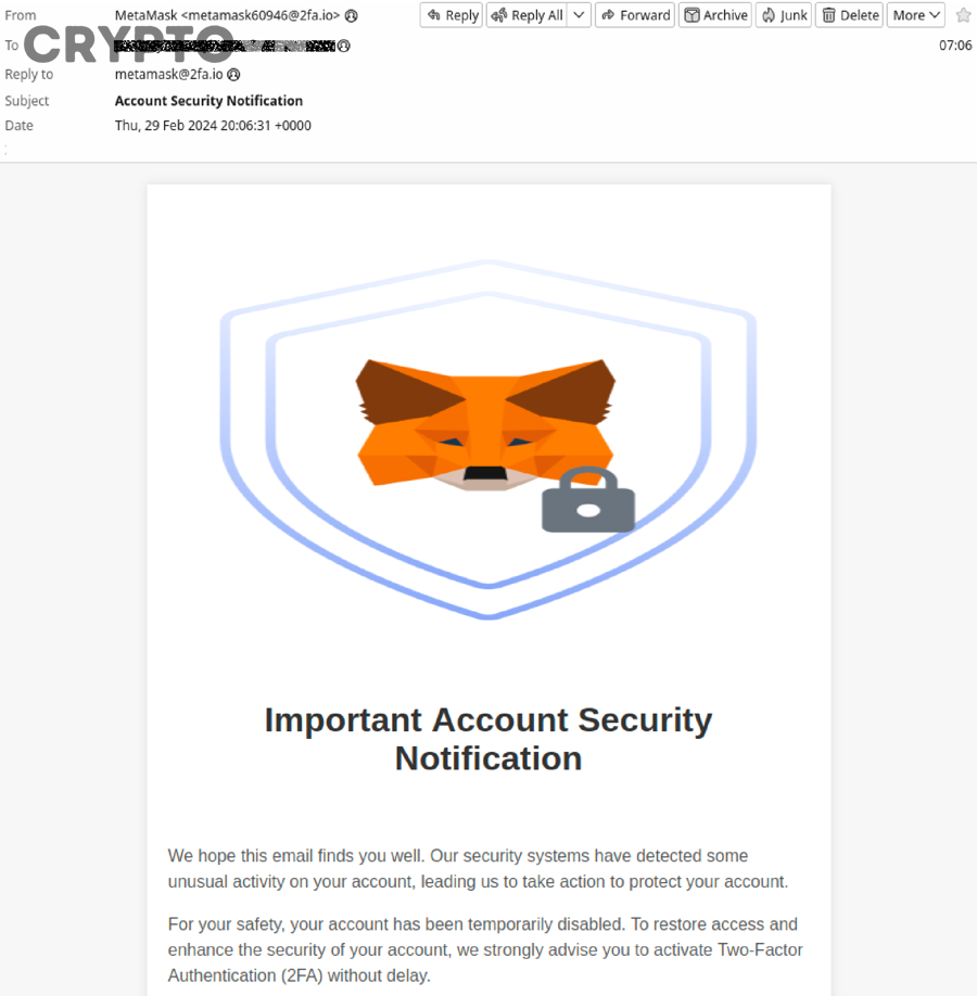 Minh họa nhận biết email giả mạo và website giả khi dùng MetaMask