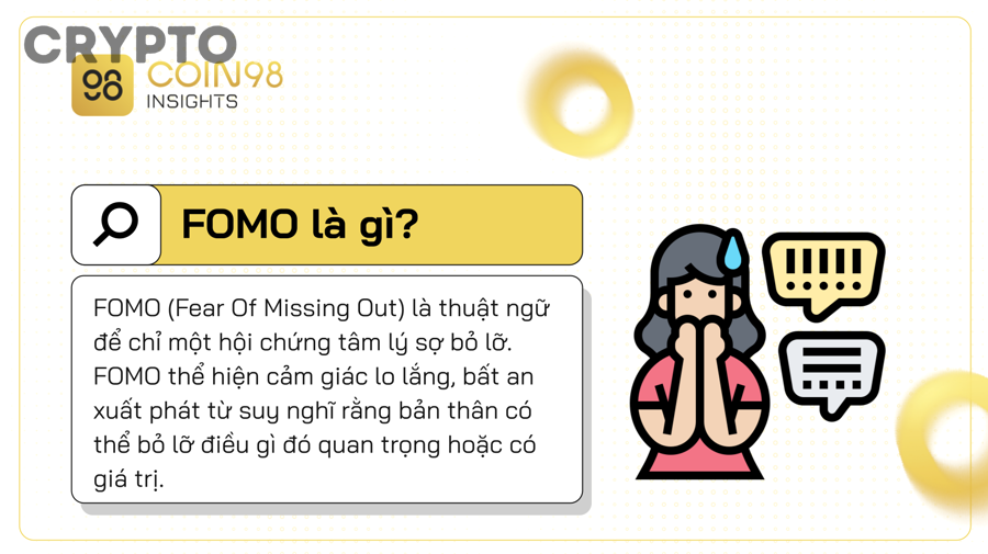Nhà đầu tư theo dõi biểu đồ và điện thoại với tâm lý FOMO crypto
