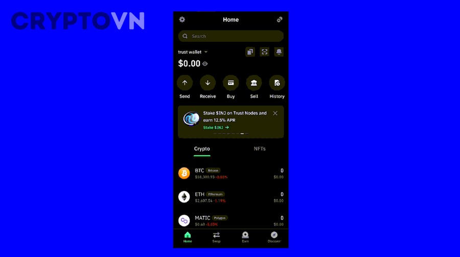 Giao dịch gửi USDT từ Trust Wallet đến sàn hoặc ví khác