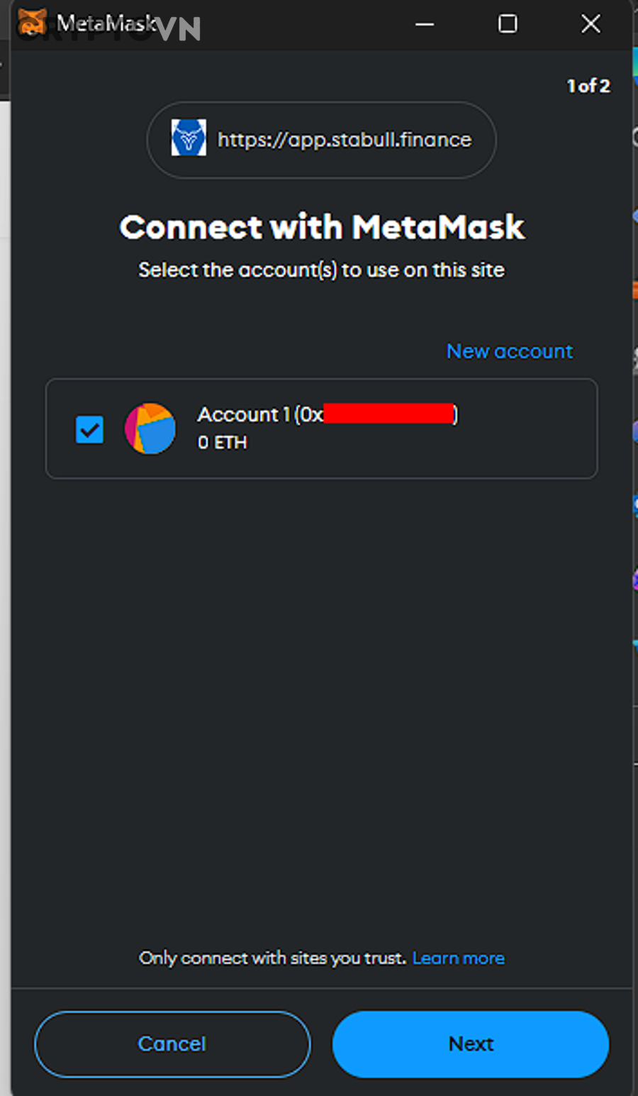 Giao diện DEX minh họa cho quá trình kết nối MetaMask