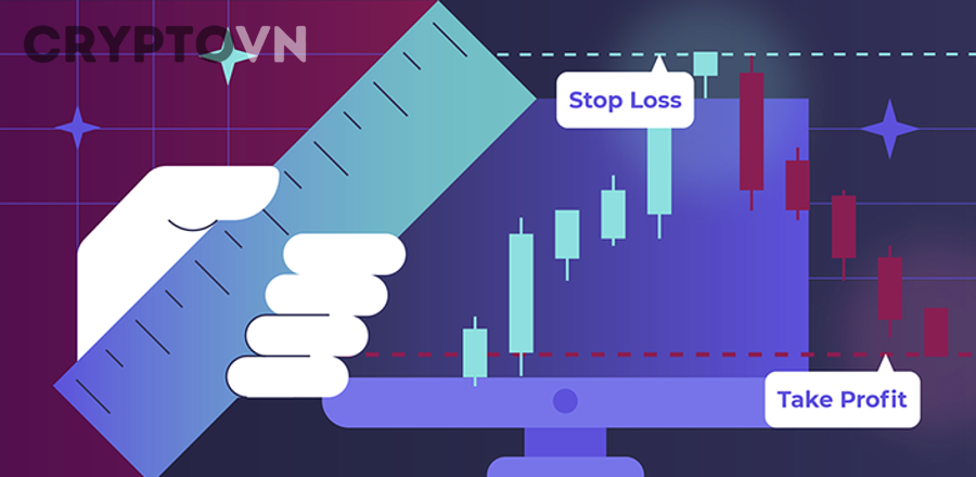 Màn hình biểu đồ nến minh họa các cách đặt stop loss trong giao dịch crypto