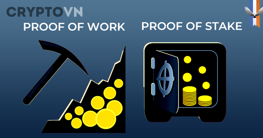 Minh họa block và cơ chế xác thực dữ liệu trong blockchain PoW và PoS