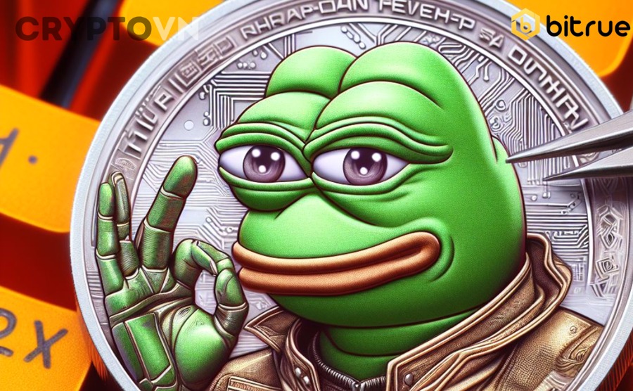 Biểu tượng PEPE đại diện cho meme coin hệ ếch
