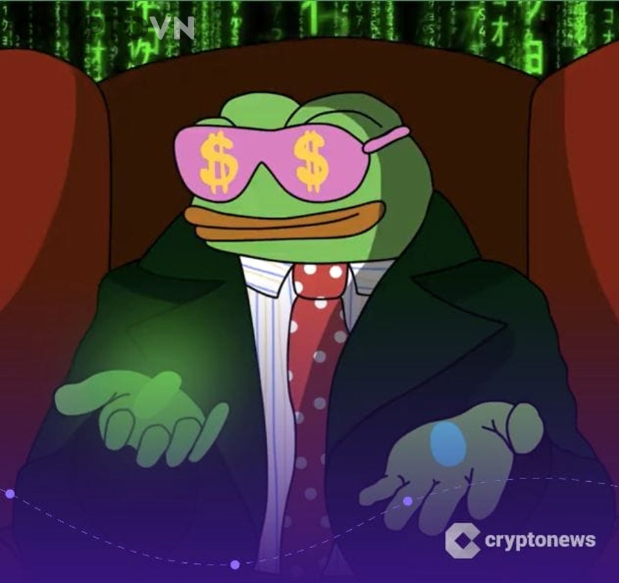 Biểu đồ crypto thể hiện biến động giá và dòng tiền lớn của whale PEPE
