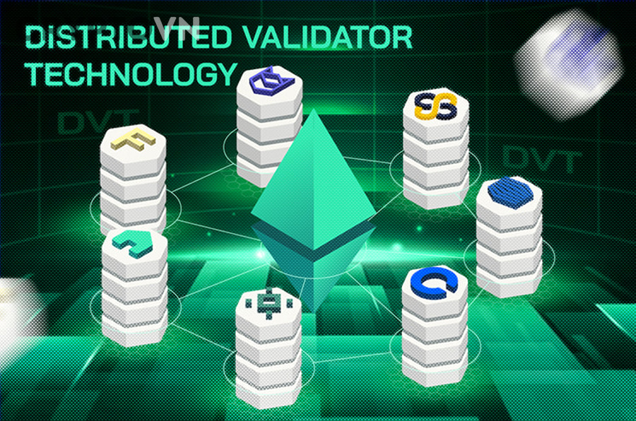 Sơ đồ khái niệm staking pool và validator trong blockchain PoS