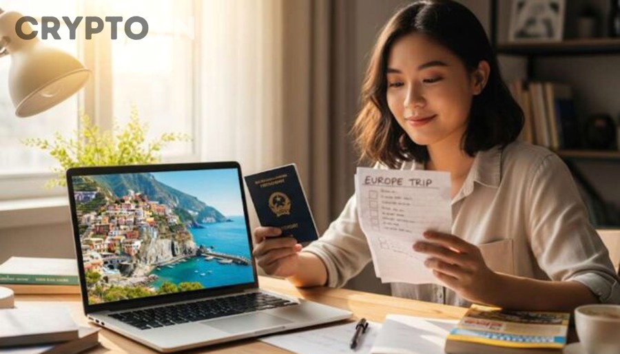 Nhà đầu tư crypto rà soát dữ liệu thuế trên màn hình máy tính